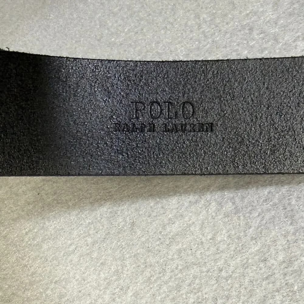 Polo Ralph Lauren Men's Shield-Buckle Leather Belt W/ free socks, Black 42W $99